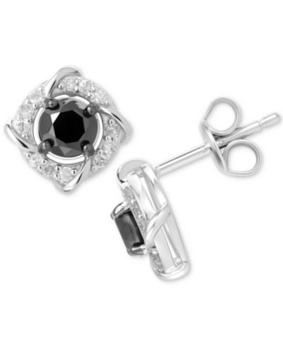 Серьги-гвоздики Black & White Diamond Love Knot в Sterling Silver (1 ct. t.w.)