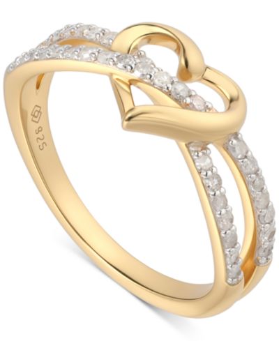 Diamond Interwoven Heart Ring (1/4 ct. t.w.) in 14k Gold-Plated Sterling Silver