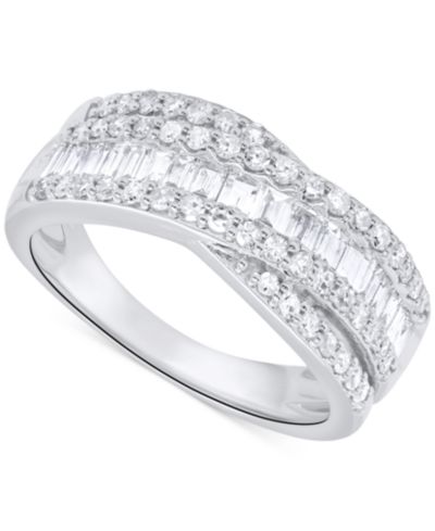Помолвочное кольцо Forever Grown Diamonds с перекрещивающимися бриллиантами (1 ct. t.w.) из стерлингового серебра или позолоченного стерлингового серебра 14k