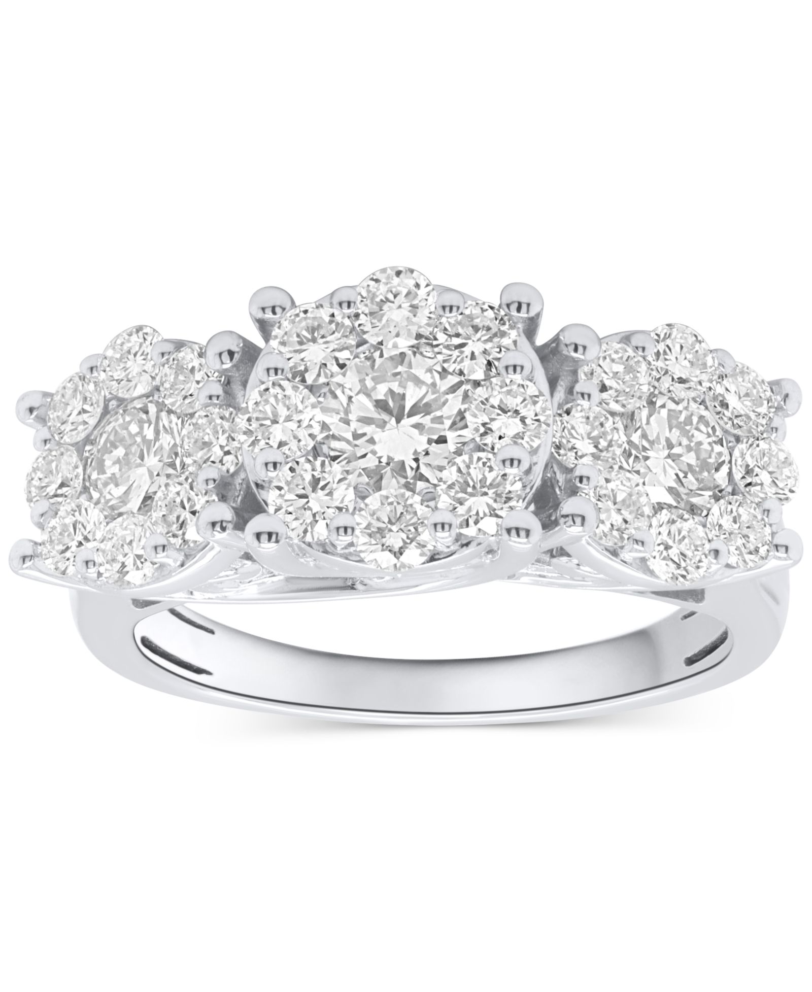 Forever Grown Diamonds Lab-Grown Diamond Three Stone Ring (2 ct. t.w.) in Sterling Silver or 14k Gold-Plated Sterling Silver