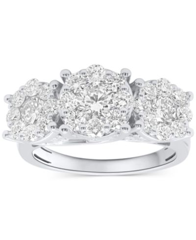 Forever Grown Diamonds кольцо с тремя камнями из выращенных в лаборатории бриллиантов (2 ct. t.w.) из стерлингового серебра или позолоченного стерлингового серебра