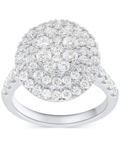 Forever Grown Diamonds Lab-Grown Diamond Halo Cluster Ring (2 ct. t.w.) in Sterling Silver or 14K Gold-Plated Sterling Silver