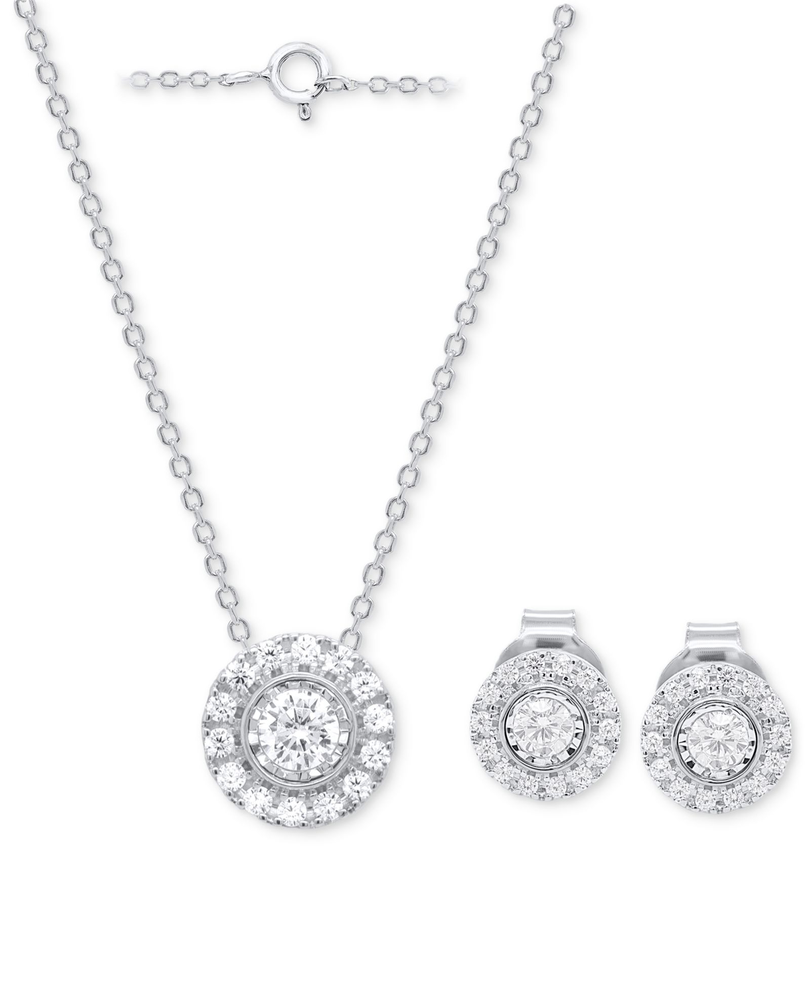 2-Pc. Set Lab-Grown Diamond Pendant Necklace & Matching Stud Earrings  (1/2  ct. t.w.) in Sterling Silver or 14K Gold-Plated Sterling Silver