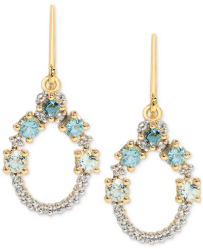 Серьги-подвески Macy's Multi-Blue Topaz & White Topaz в 14k Gold-Plated Sterling Silver