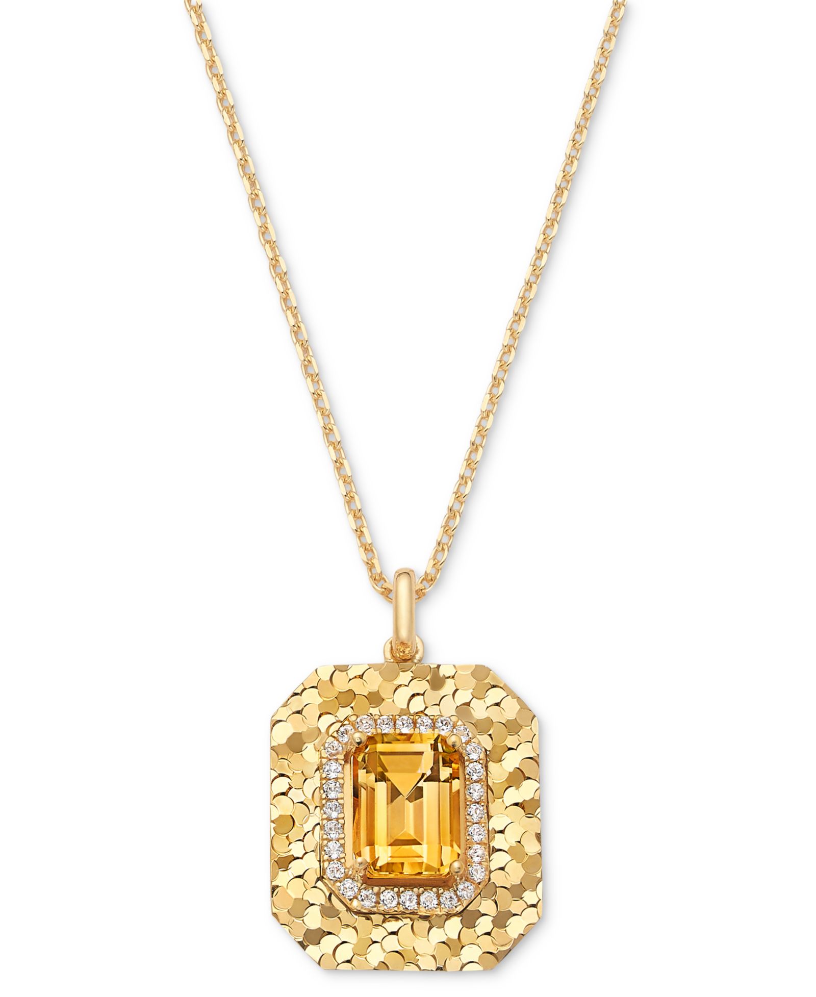 Подвеска с аметистом и белым топазом, 14k Gold-Plated Sterling Silver