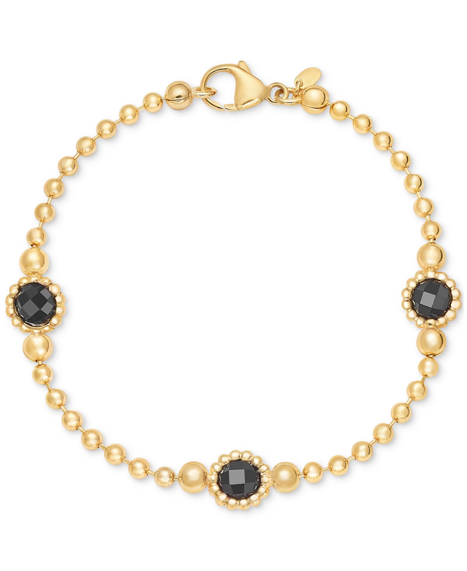 Браслет Amethyst Station Bead Link в 14k Gold-Plated Onyx & Sky Blue Topaz