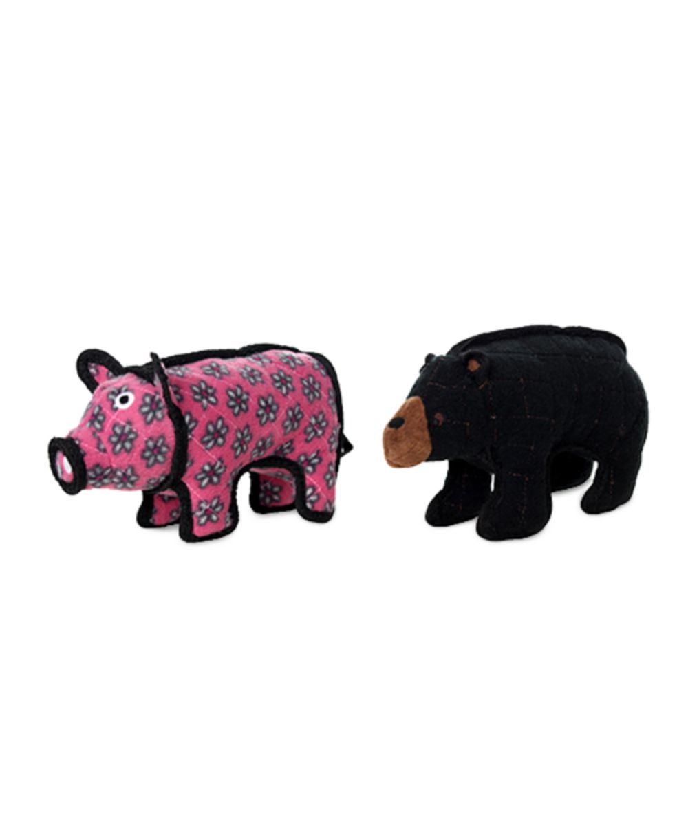 Tuffy World's Tuffest Soft Dog Toy- Zoo Jr Bear & Jr Pig- Combo Pack, Durable Dog Toys