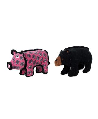 Tuffy World's Tuffest Soft Dog Toy- Zoo Jr Bear & Jr Pig- Combo Pack, Durable Dog Toys