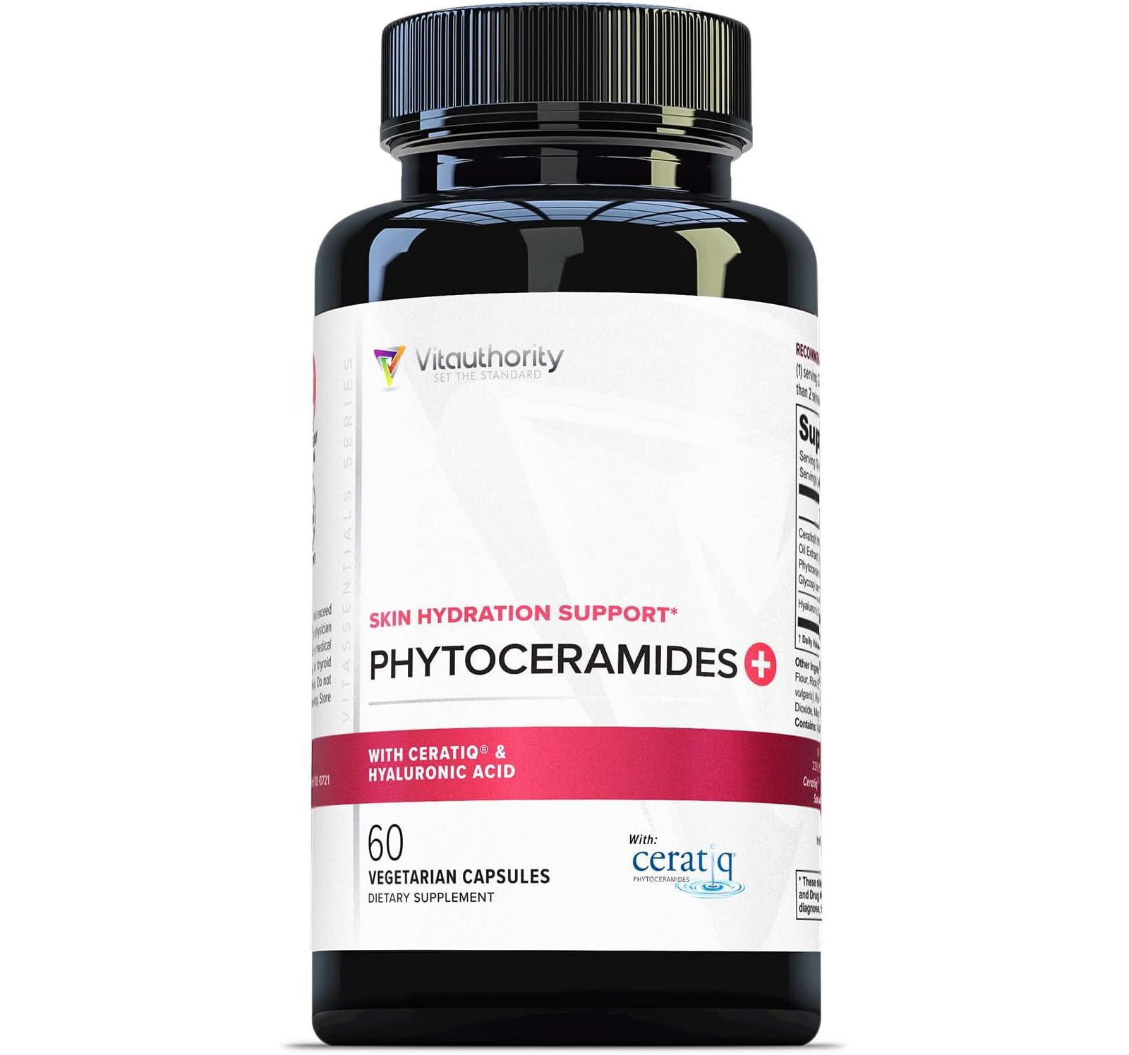 Капсулы Vitauthority Phytoceramides для увлажнения кожи, антивозрастная добавка для женщин с гиалуроновой кислотой и фитоцерамидами, 60 шт