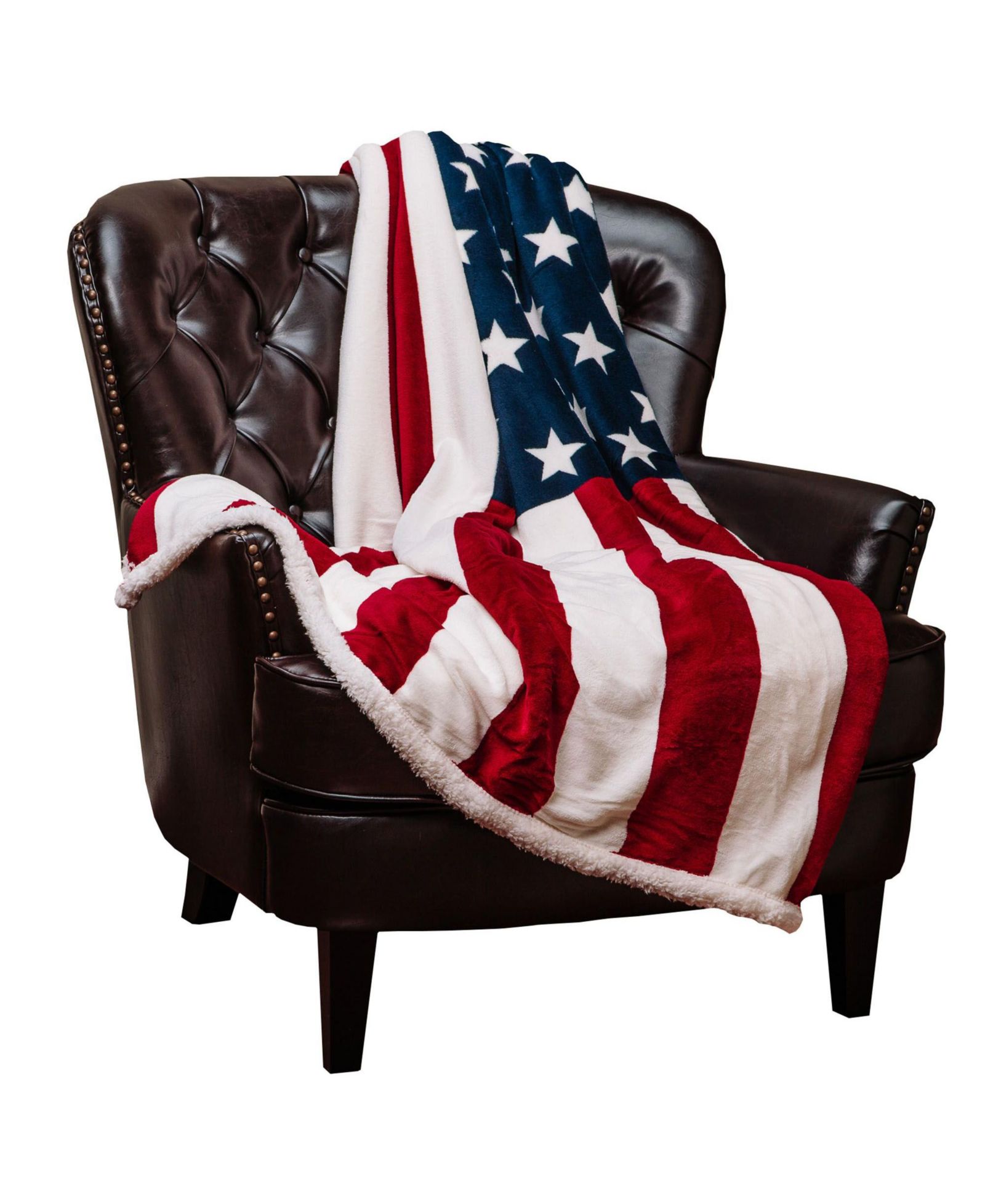 Chanasya Premium Patriotic US Flag Print Sherpa Throw Blanket - Lightweight Microfiber for Couch and Bed - Great Gift for Veteran, Friend, Men, Women, Proud American House (King)