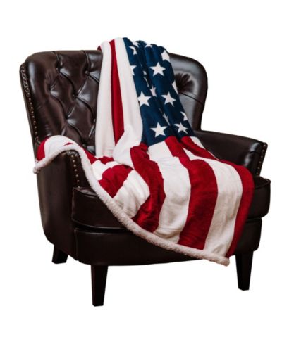 Chanasya Premium Patriotic US Flag Print Sherpa Throw Blanket - Lightweight Microfiber for Couch and Bed - Great Gift for Veteran, Friend, Men, Women, Proud American House (King)