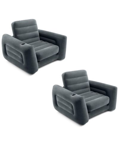 INTEX Inflatable Pull Out Sofa Chair Sleeper/Twin Sized Air Mattress (2 Pack)