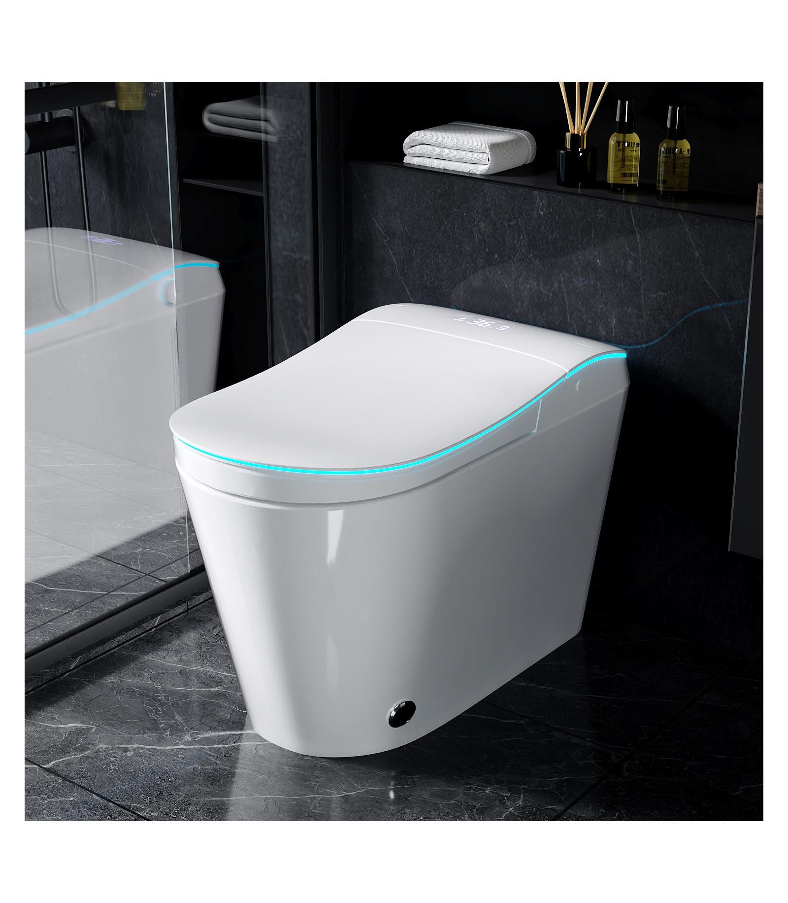 LALAHOO Smart Toilet With High end pulse flushing | Instant heating | Wireless remote control | Vortex flushing | Full body waterproof
