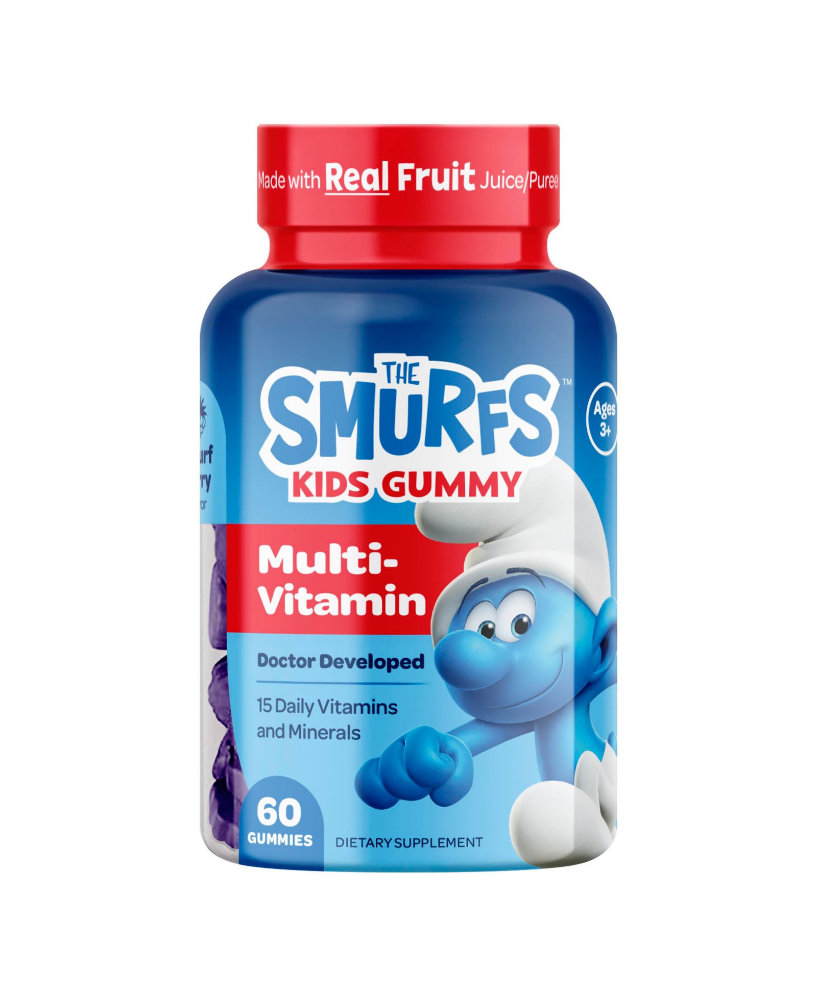 Smurfs Мультивитаминные жевательные конфеты для детей, Berry Flavored, 60ct