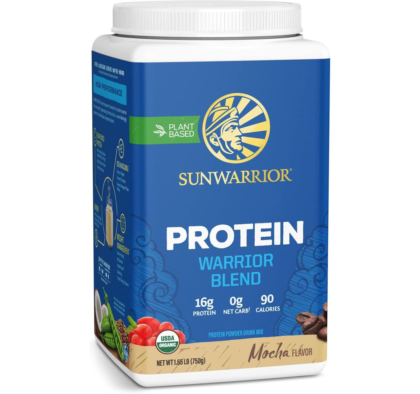 Warrior Blend Protein, органический растительный протеиновый порошок, мокко, Sunwarrior, 750gm