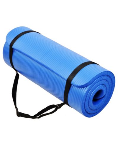 Коврик для фитнеса и йоги Signature Fitness толщиной 1" с ремешком для переноски, синий