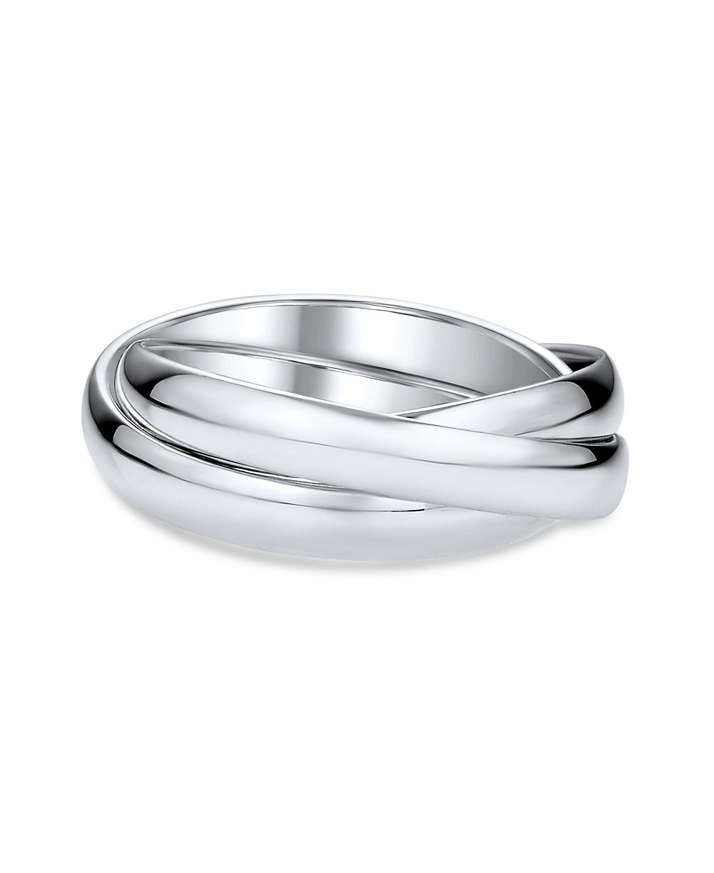 Bling Jewelry Simple Dome Russian Triple Rolling Wedding Band .925 Sterling Silver