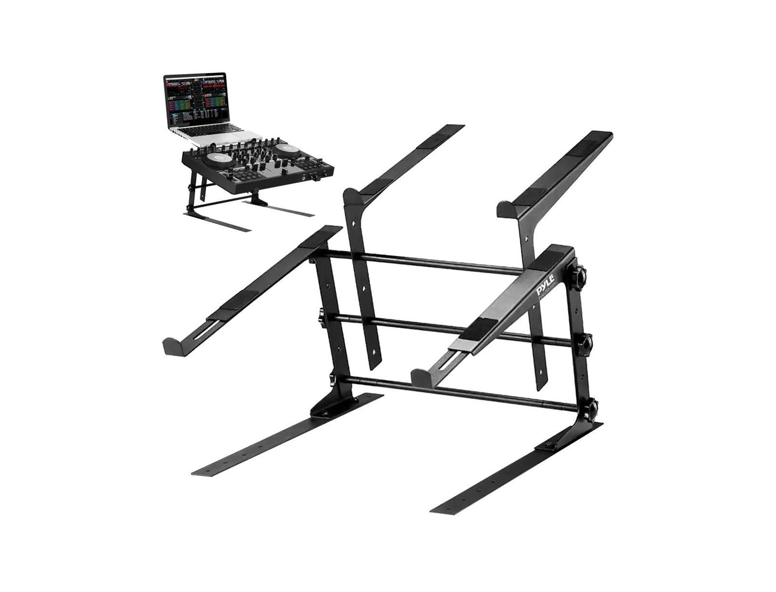 Pyle Adjustable Dual Device Laptop Stand for Laptops, Mixers and Sound Processors