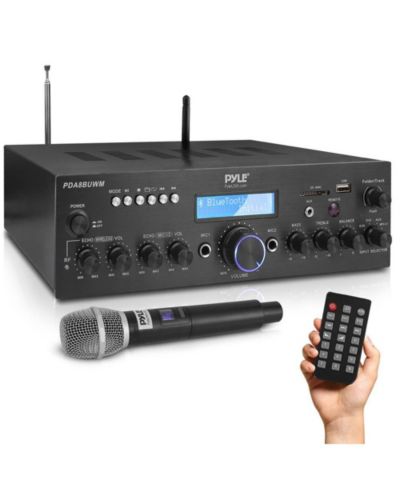 Pyle 2-Channel 200W UHF Wireless Microphone Stereo Amplifier Receiver
