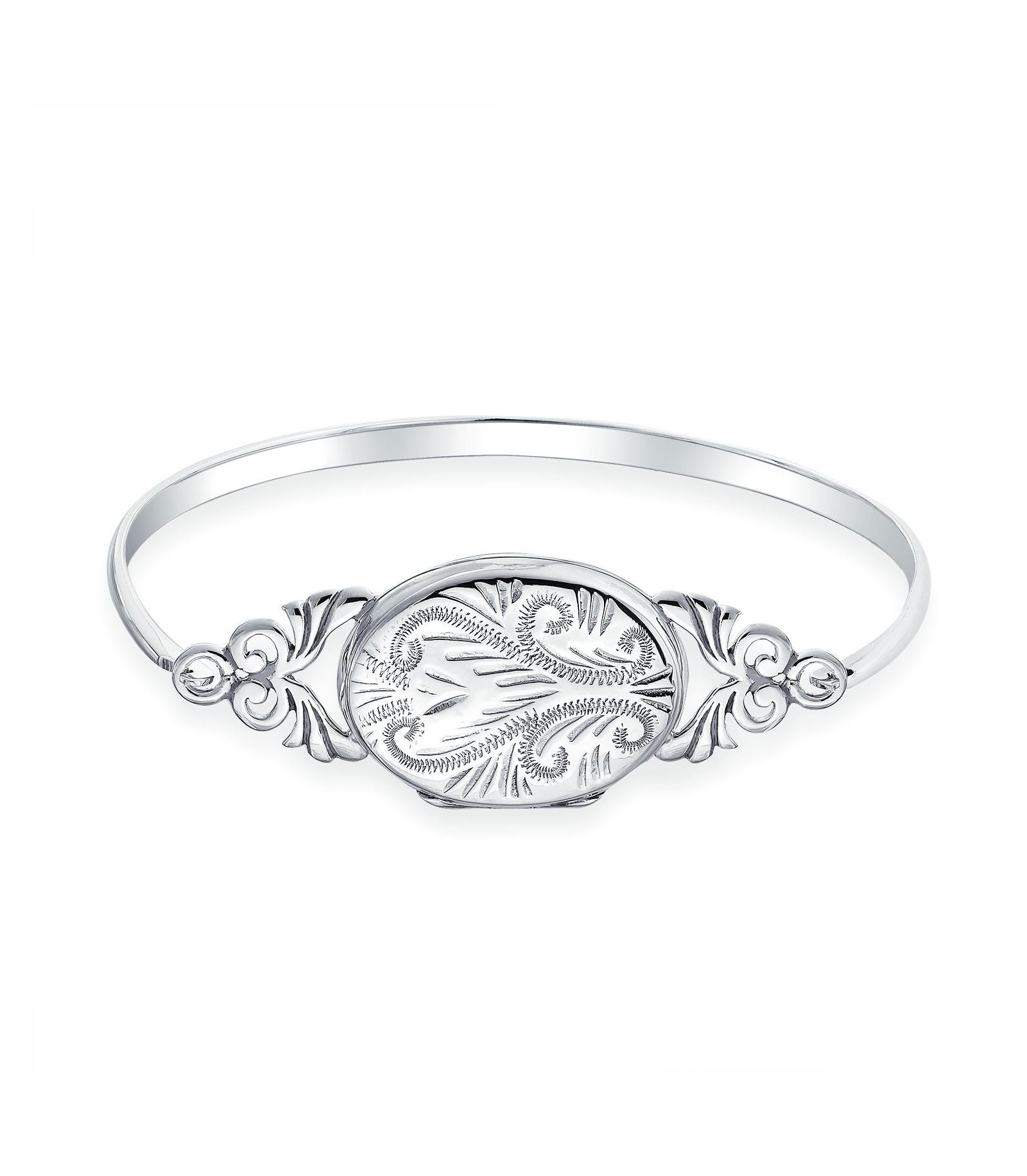 Браслет-чокер Bling Jewelry.925 Sterling Silver Vintage Style Keepsake Bangle Locket