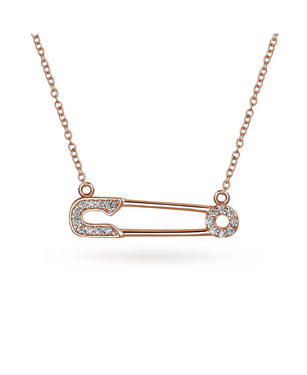 Подвеска-кулон Bling Jewelry Safety Pin с акцентом CZ из серебра с золотым покрытием
