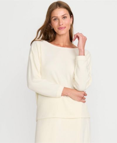 Lands' End Women's 3/4 Sleeve Cozy Rib Dolman Top