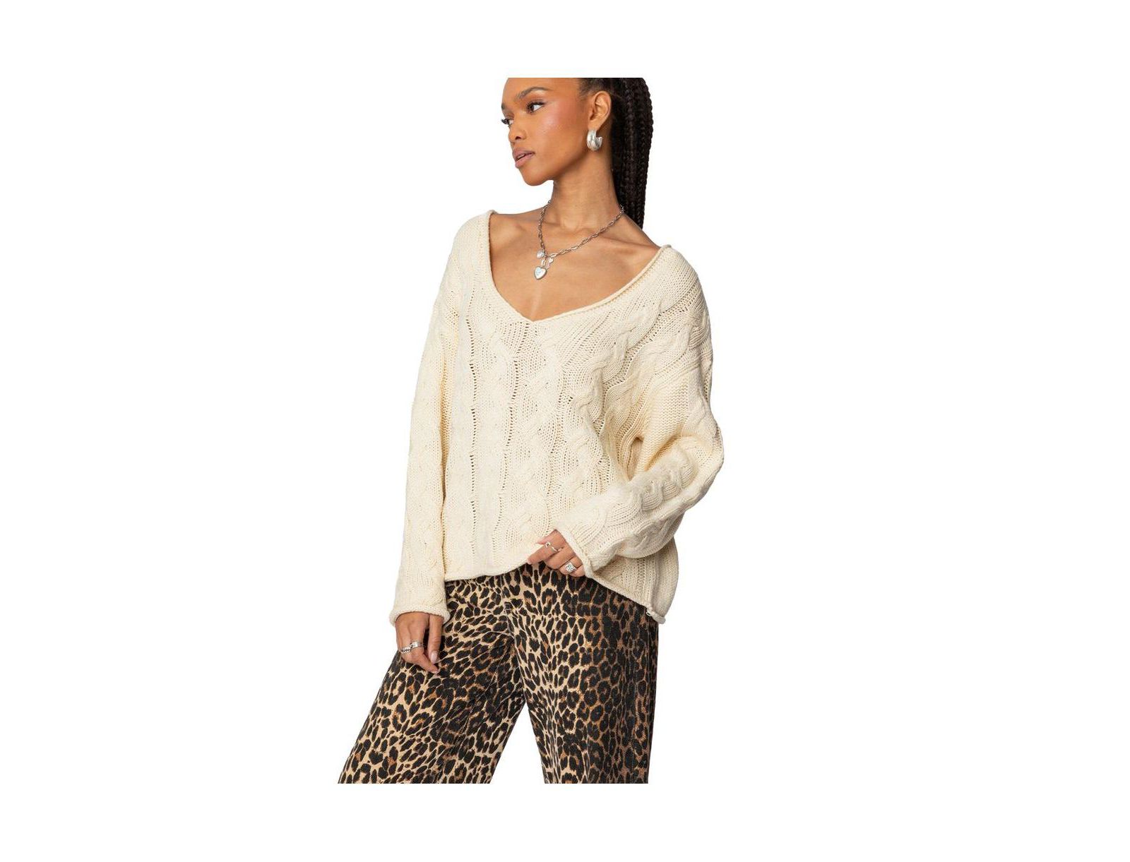 Женский объемный вязаный свитер Edikted Inga Oversized Cable Knit