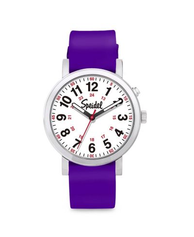 White with purple band