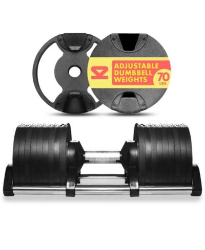 SQUATZ 70 Lbs Adjustable Dumbbell Weight Set With Anti-Slip Metal Handle