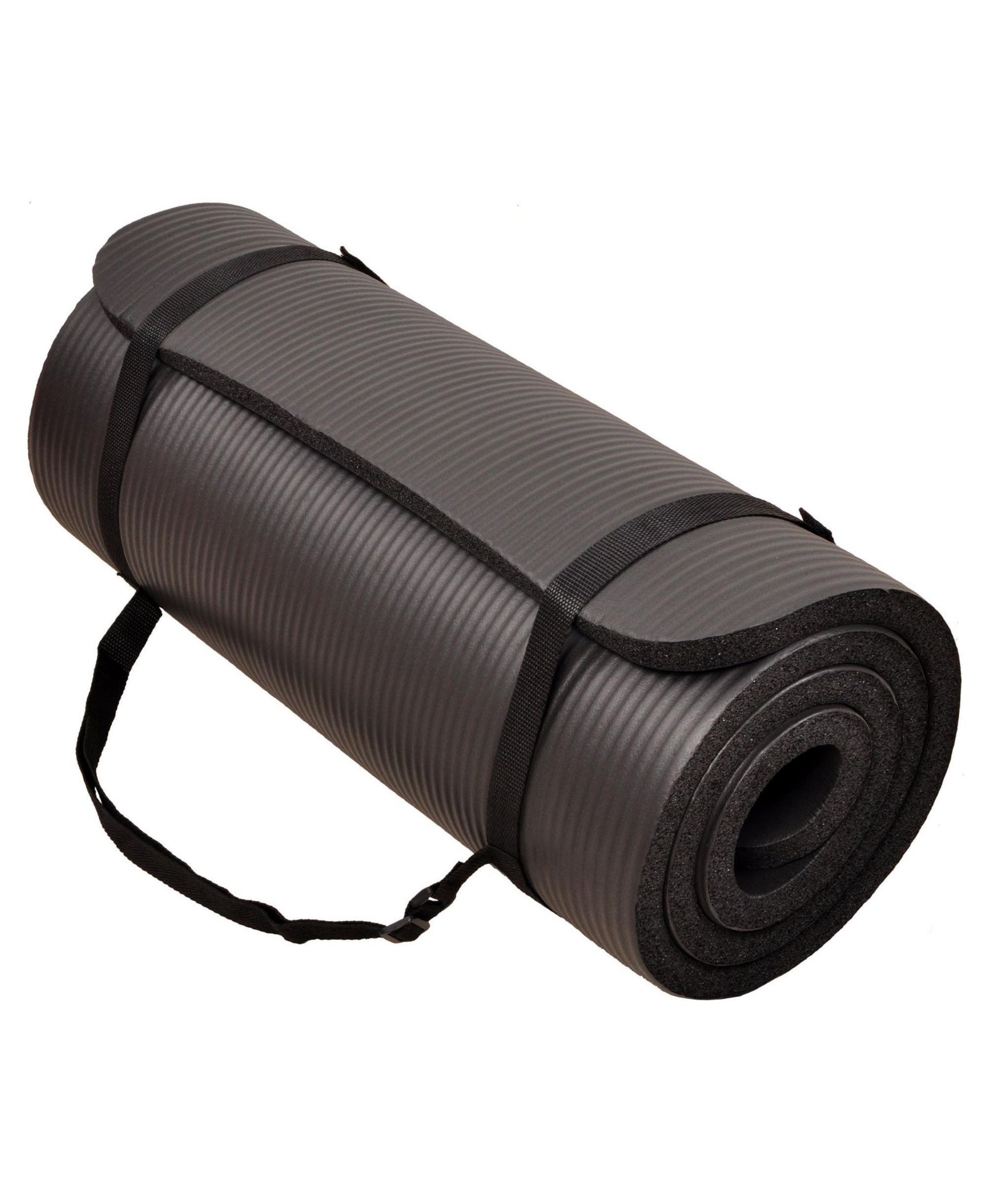 Коврик для йоги Signature Fitness 1" Extra Thick Exercise Fitness Yoga Mat w/ Carry Strap, Black