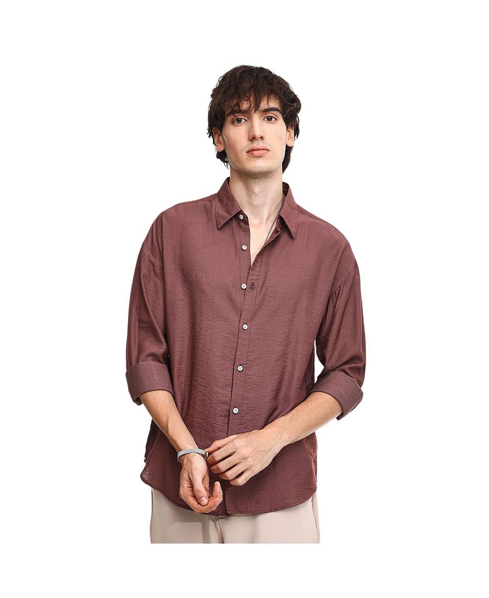 Мужская рубашка Campus Sutra Mocha Brown Breezy Wrinkled