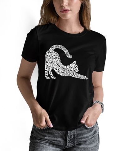 Женская футболка LA Pop Art Stretching Cat Word Art