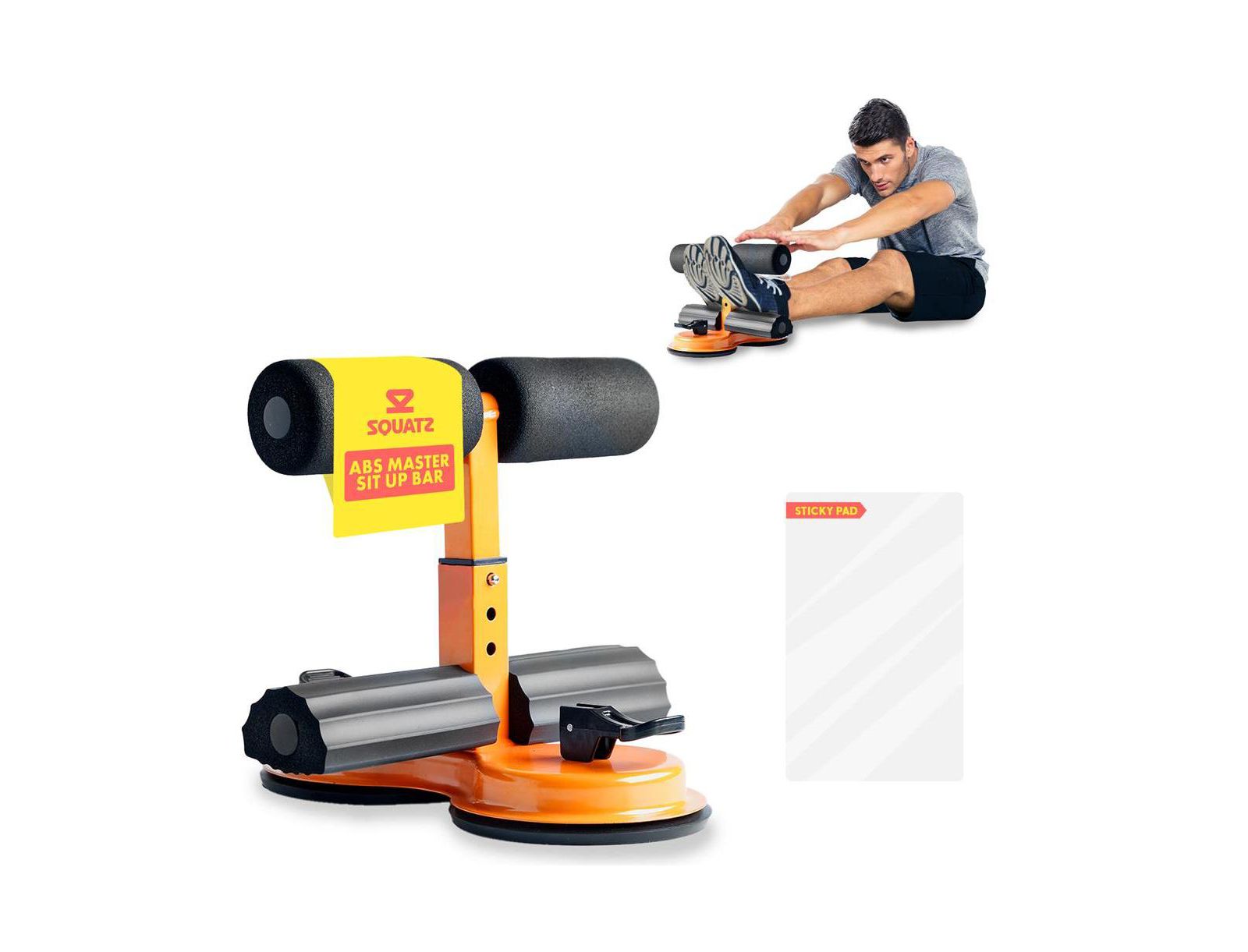 SQUATZ Abs Master Sit-Up Bar With Double Suction Cup for Abdominal Exercises