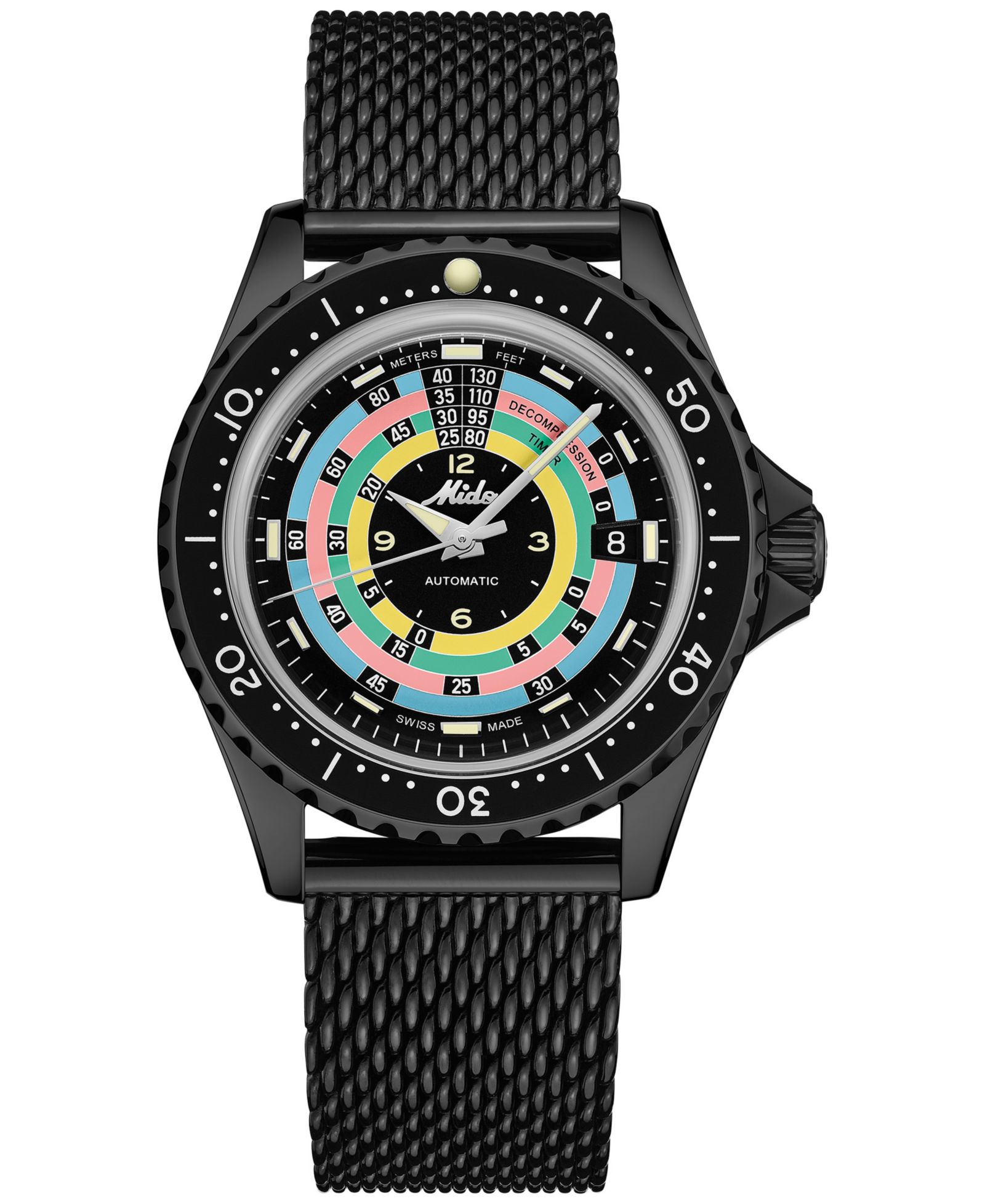 Mido Мужские часы Ocean Star Decompression Timer 1961 Black PVD Stainless Steel Mesh 41mm