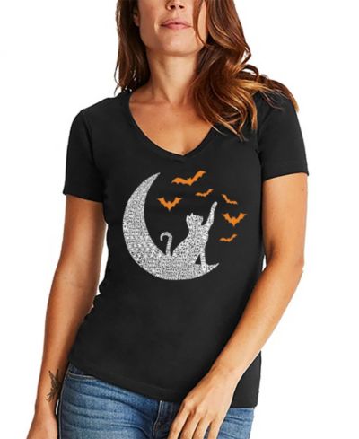 LA Pop Art Женская футболка с принтом Lunar Bats V-Neck