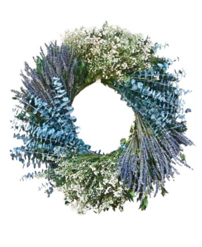 Декоративный венок GreenishBlu Real Preserved, эвкалипт и лаванда, 22"