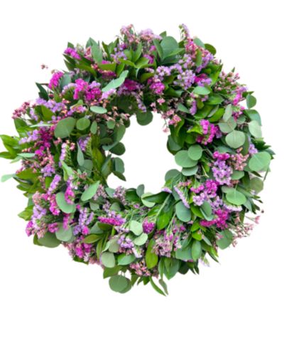Декоративное венковое украшение GreenishBlu Shades of Pink Silver Eucalyptus, Misty and Staice 22"