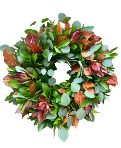 GreenishBlu Ароматическое венковое украшение GreenishBlu Fall Ruscus, Eucalyptus, Salal, Safari