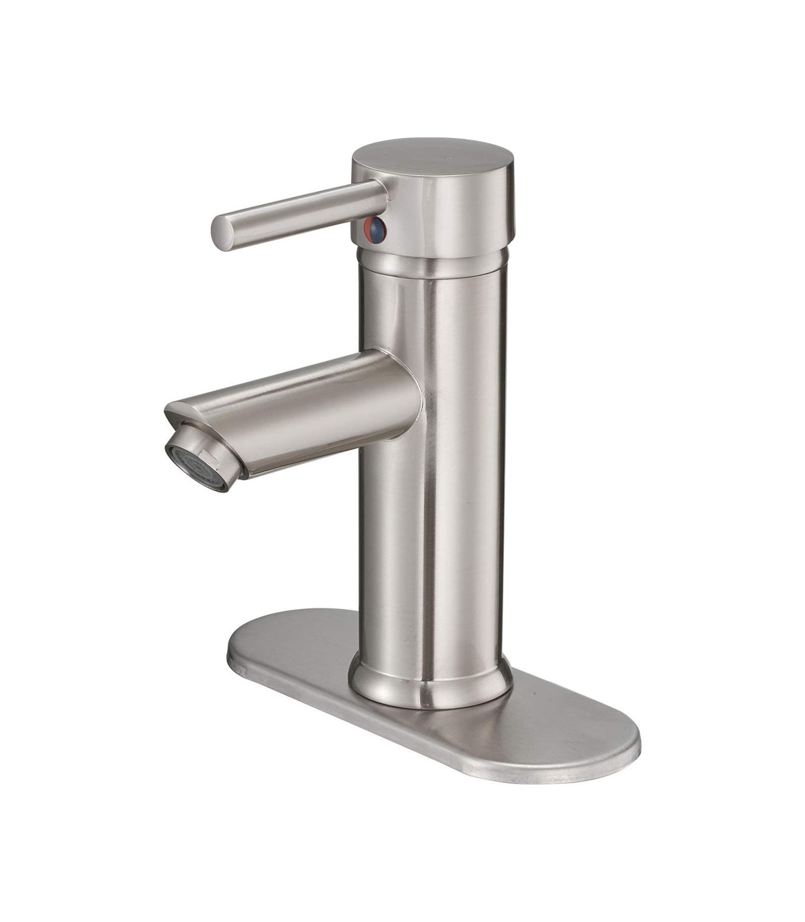 Greenspring Brushed Nickel Bathroom Faucet, Single Hole & Handle, Water-Saving Modern Lavatory Sink Faucet with Cover Plate, Supply Line, Lead-Free