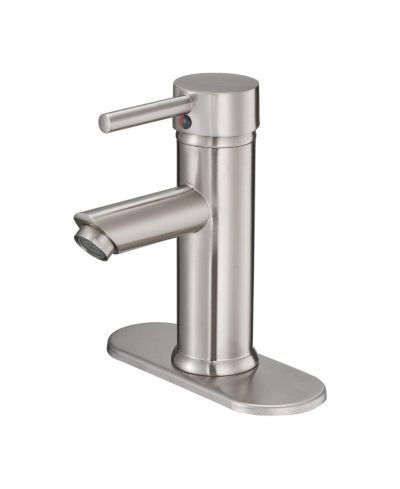 Greenspring Brushed Nickel Bathroom Faucet, Single Hole & Handle, Water-Saving Modern Lavatory Sink Faucet with Cover Plate, Supply Line, Lead-Free