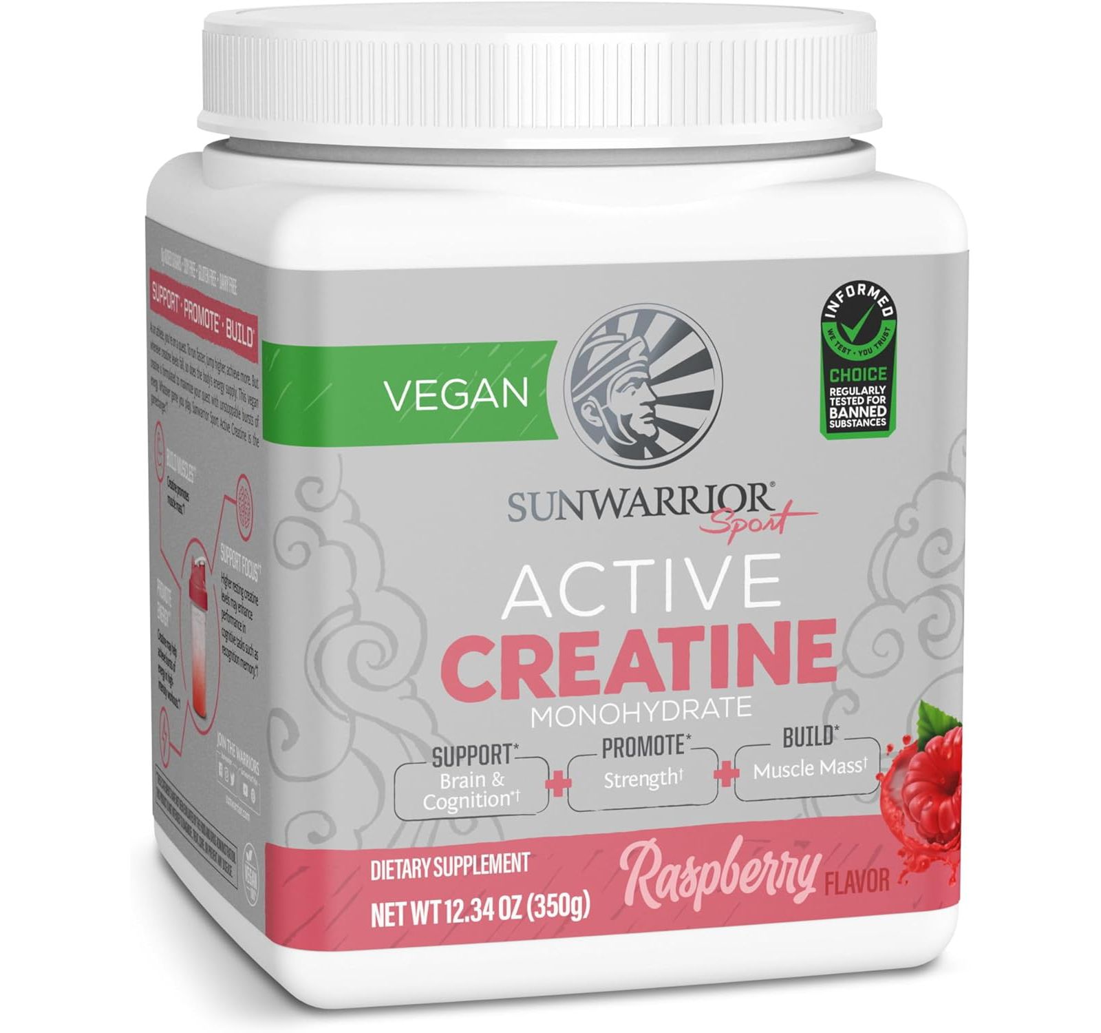 Креатин Sunwarrior Active Powder, малиновый вкус, 350gm