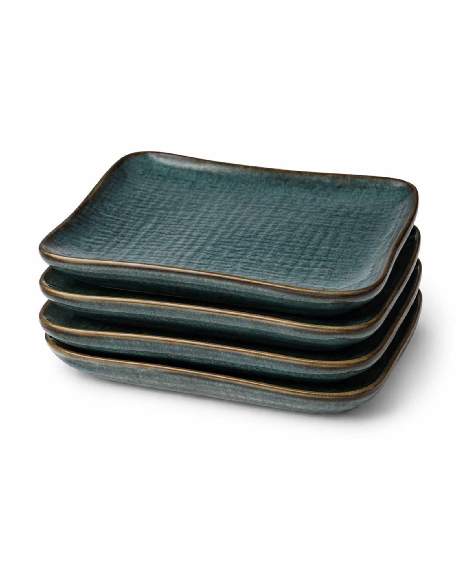 PORTO BRASIL 7" Stoneware Rectangular Juta Platters, Set of 4
