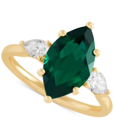 Кольцо Marquise с выращенным рубином и бриллиантом в 14k Gold