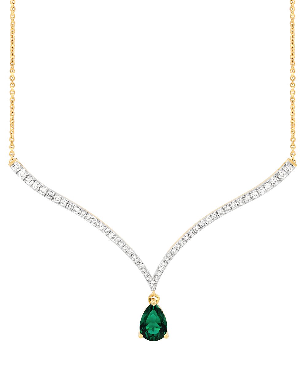 Grown With Love Emerald (1-1/2 ct. t.w.) & Lab Grown Diamond (1 ct. t.w.) Fancy 18" Pendant Necklace in 14k Gold (Also in Lab Grown Ruby & Lab Grown Sapphire)