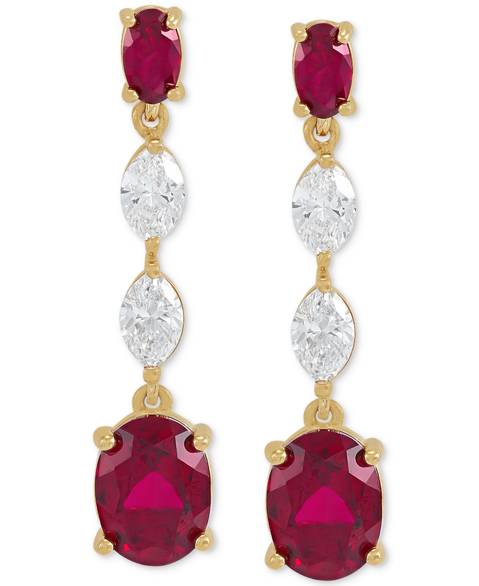 Grown With Love Lab Grown Emerald (2-3/4 ct. t.w.) & Lab Grown Diamond (3/4 ct. t.w.) Drop Earrings in 14k Gold (Also in Lab Grown Ruby & Lab Grown Sapphire)