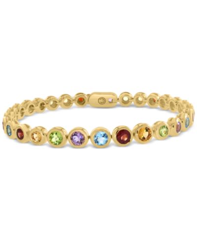 EFFY® Multi-Gemstone Bezel Tennis Bracelet (6-3/4 ct. t.w.) in Gold Over Silver