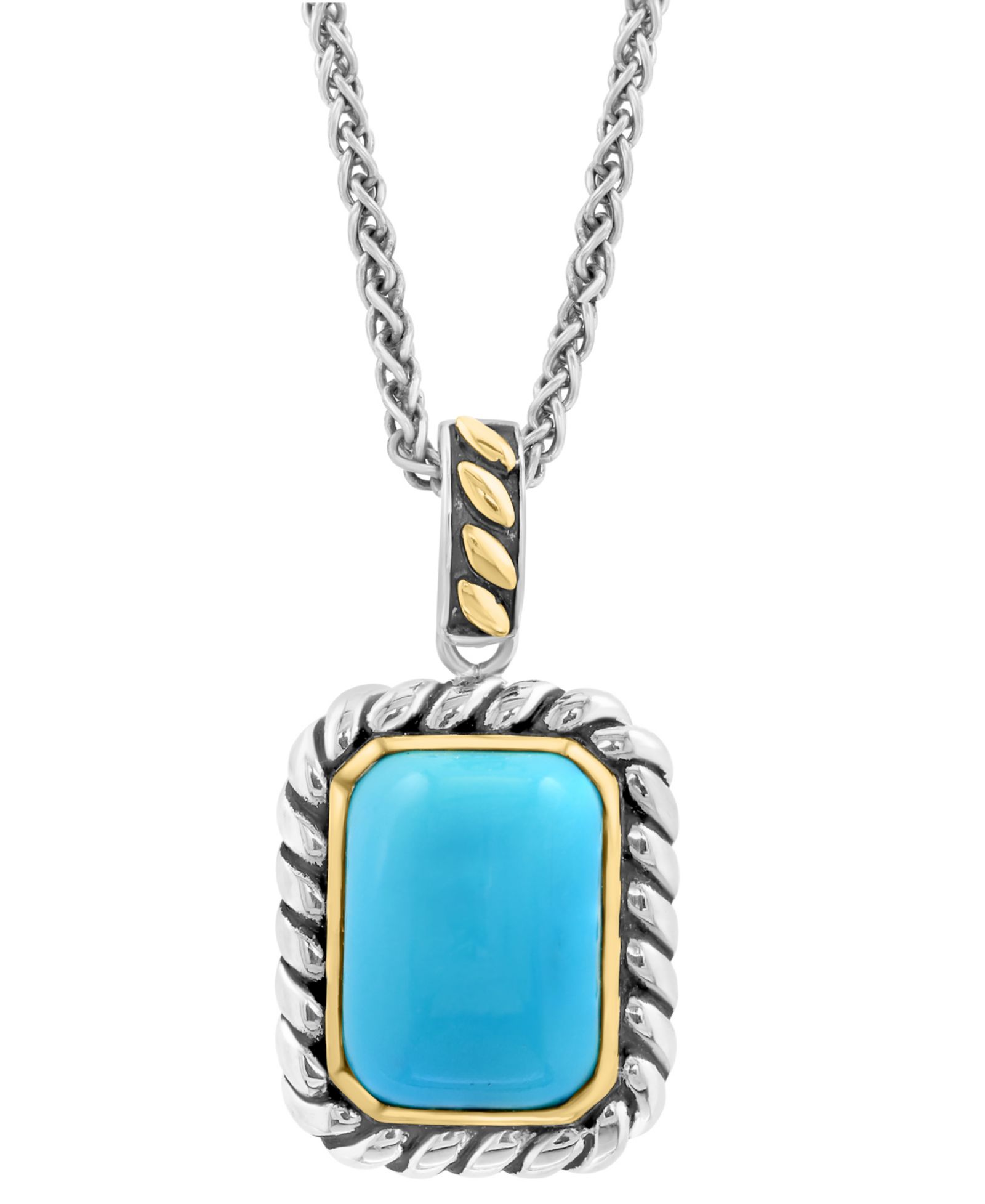 EFFY Collection Подвеска Rope Framed из стерлингового серебра и 14k Gold-Plate с бирюзой (14 x 10mm)