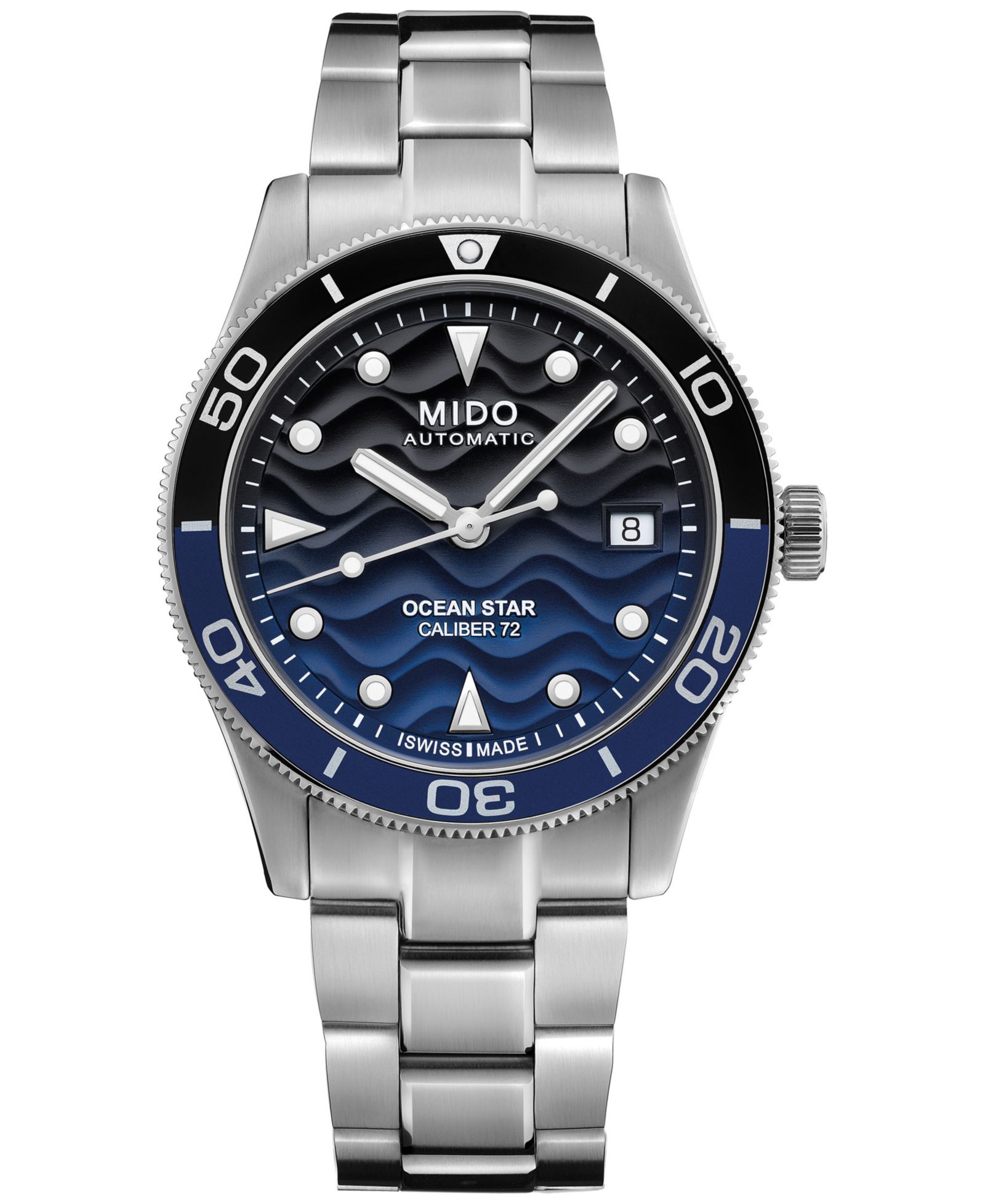 Мужские швейцарские автоматические часы Mido Ocean Star Captain со стальным браслетом, 39mm