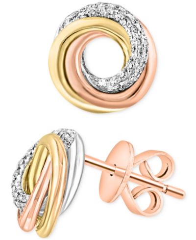 LALI Jewels Diamond Swirl Knot серьги-гвоздики в 14k Tricolor Gold