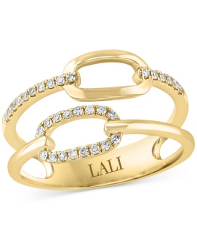 LALI Jewels кольцо с двойным рядом бриллиантовых звеньев (1/6 ct. t.w.) в 14k золоте